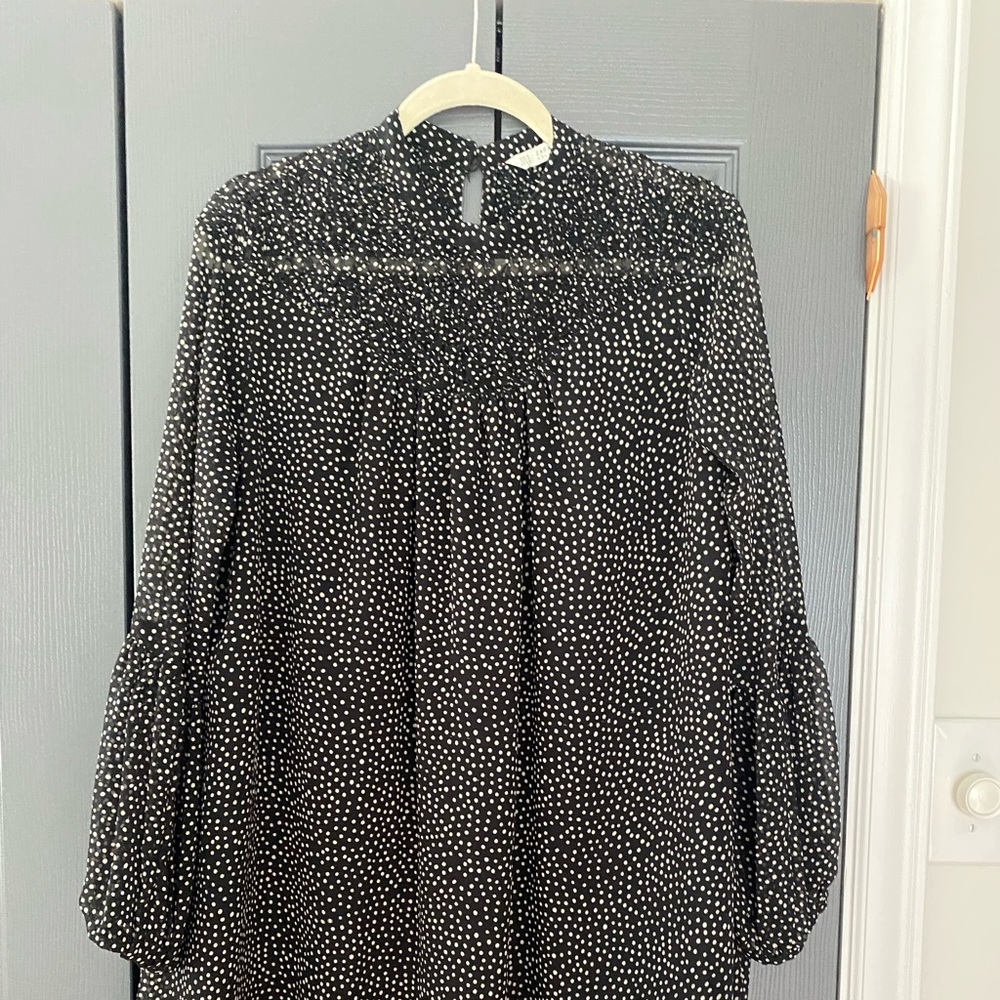 Zara black and white polka dot mini dress